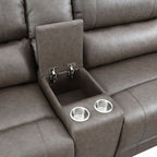 Acme LV04270 6 PC Kantu brown faux leather power motion sectional sofa with power adjustable headrests and cup console USB charging