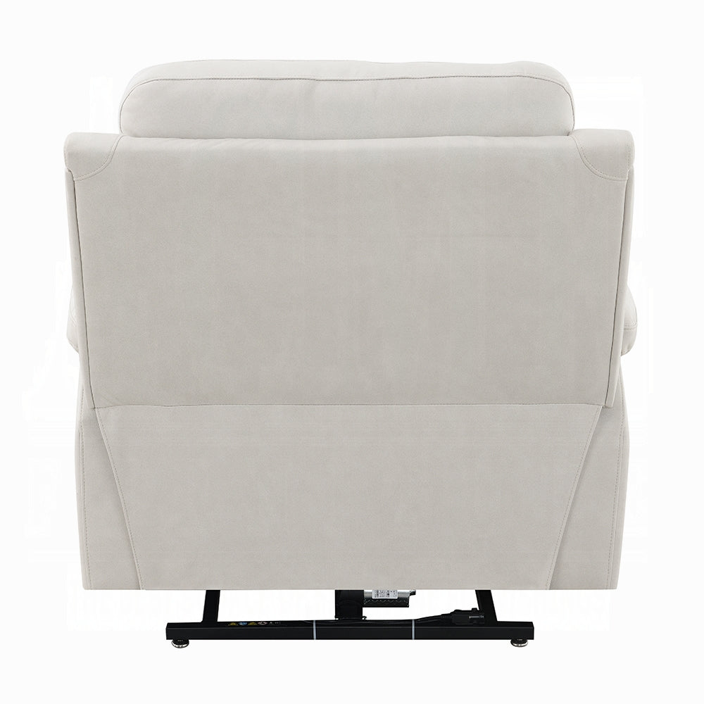 Acme LV04271 Chriki beige polished microfiber power lift recliner chair with heat and massage