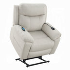 Acme LV04271 Chriki beige polished microfiber power lift recliner chair with heat and massage