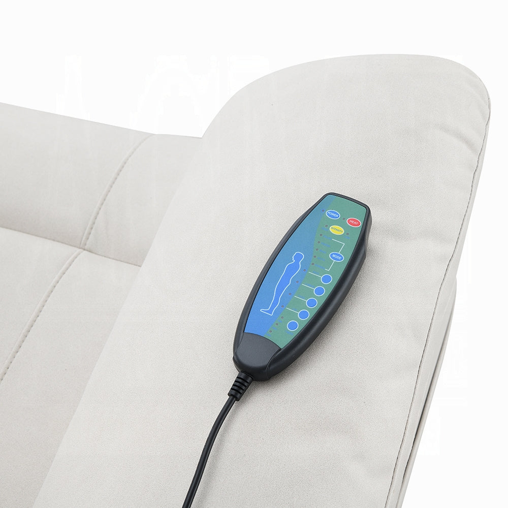 Acme LV04271 Chriki beige polished microfiber power lift recliner chair with heat and massage