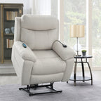 Acme LV04271 Chriki beige polished microfiber power lift recliner chair with heat and massage