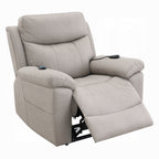Acme LV04272 Chriki light grey polished microfiber power lift recliner chair with heat and massage