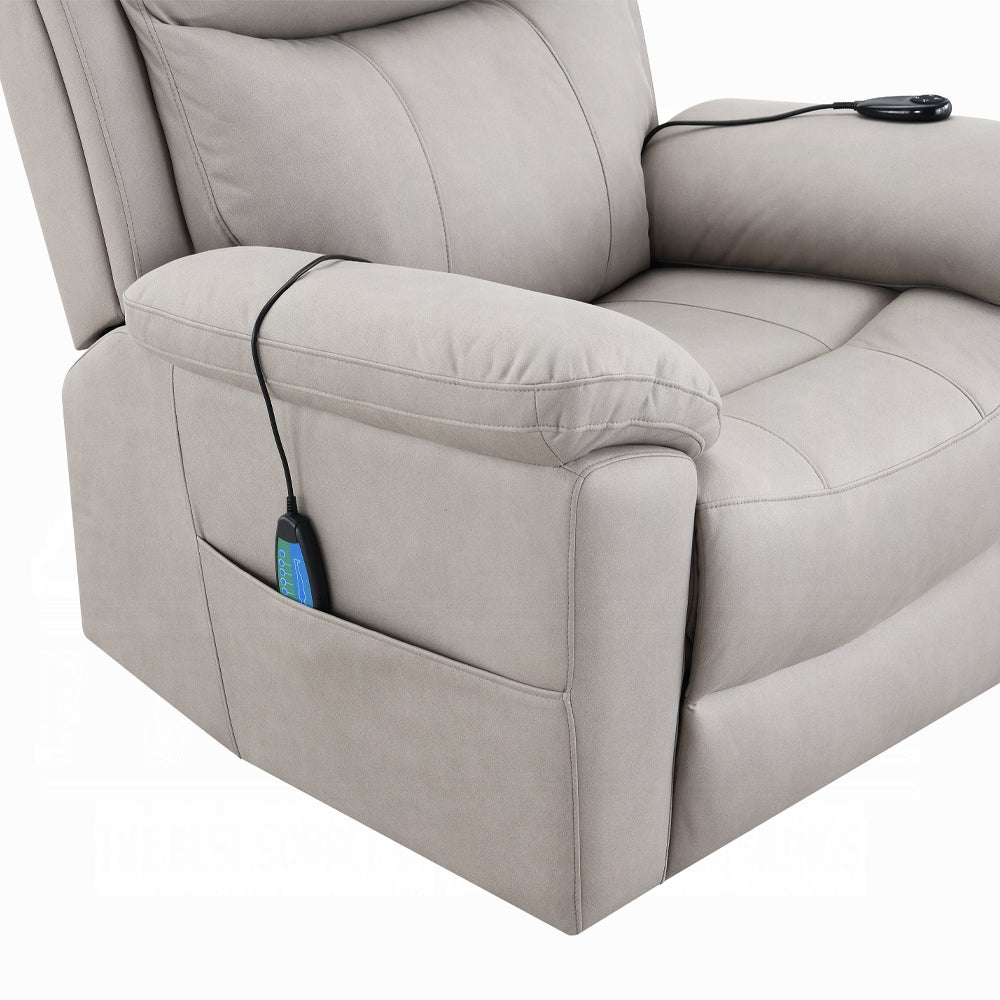 Acme LV04272 Chriki light grey polished microfiber power lift recliner chair with heat and massage