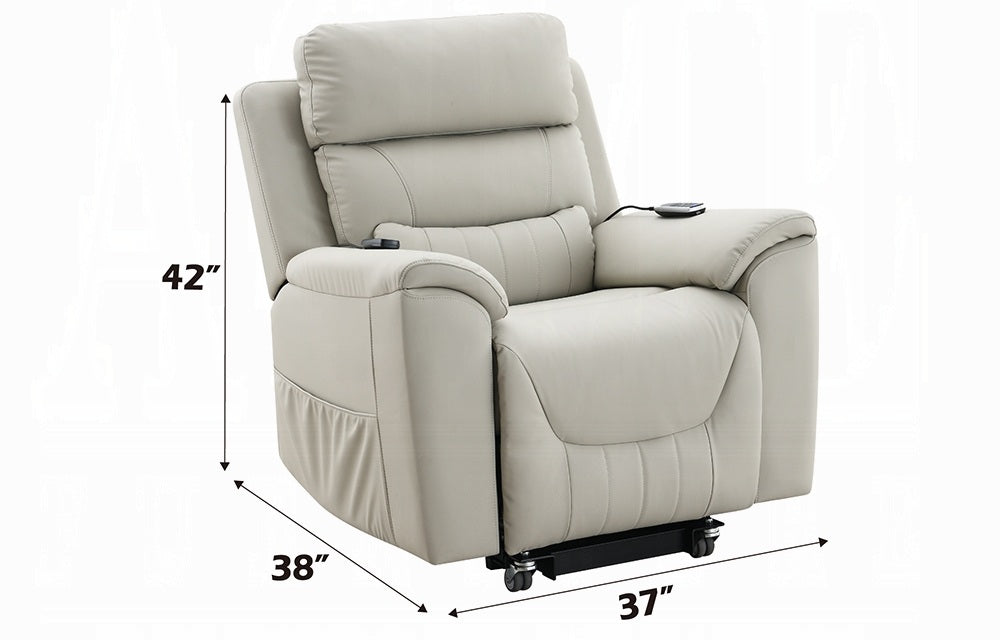 Acme LV04273 Marsha light grey faux leather power lift recliner chair with heat and massage zero gravity