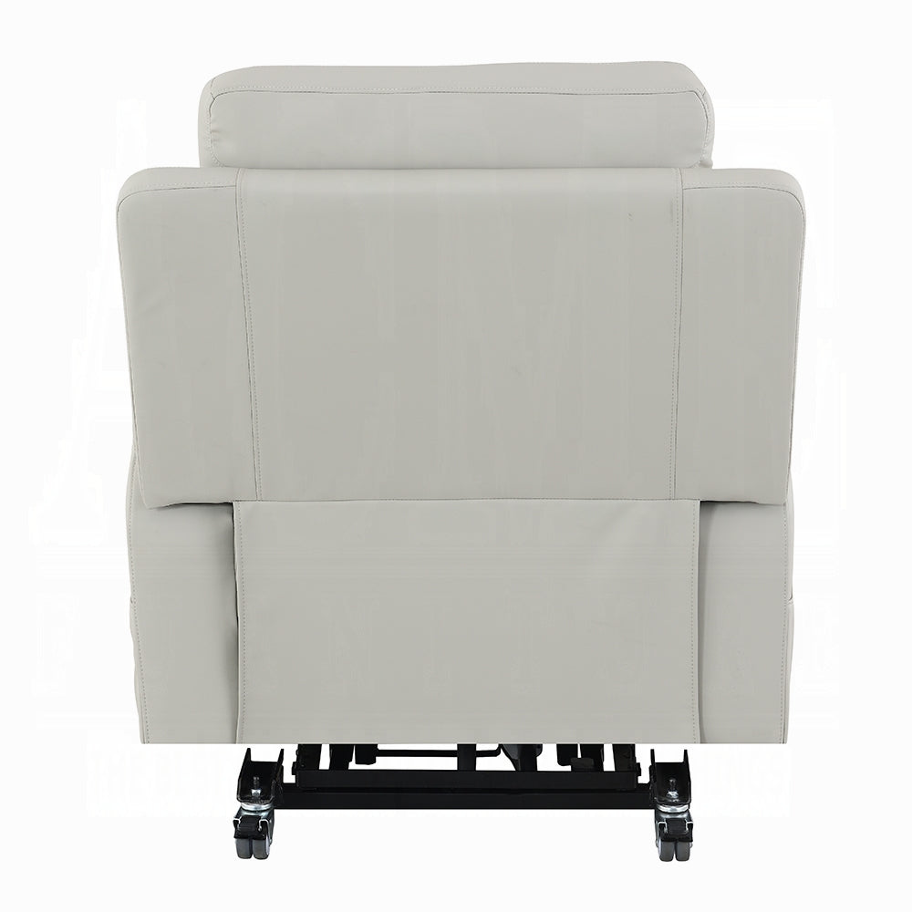 Acme LV04273 Marsha light grey faux leather power lift recliner chair with heat and massage zero gravity