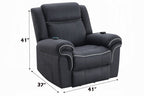 Acme LV04274 Domana dark blue polished microfiber power lift recliner chair with heat and massage