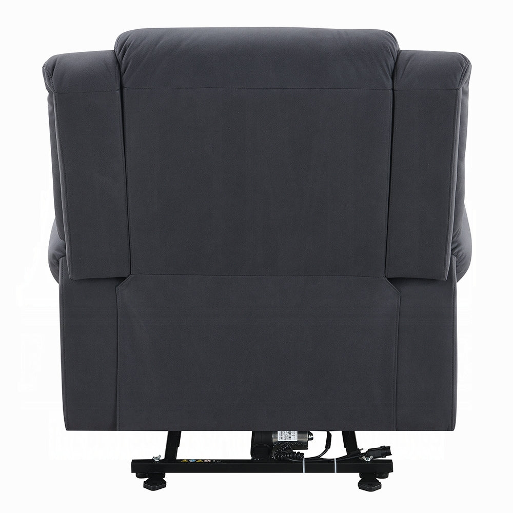 Acme LV04274 Domana dark blue polished microfiber power lift recliner chair with heat and massage