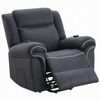 Acme LV04274 Domana dark blue polished microfiber power lift recliner chair with heat and massage