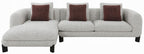 Acme LV04280 2 pc Mardi beige boucle fabric 120" modern low rise sectional sofa with chaise and pillows