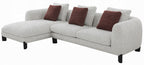 Acme LV04280 2 pc Mardi beige boucle fabric 120" modern low rise sectional sofa with chaise and pillows