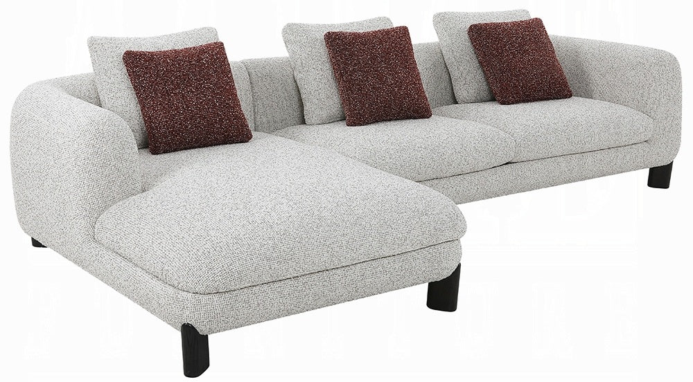 Acme LV04280 2 pc Mardi beige boucle fabric 120" modern low rise sectional sofa with chaise and pillows