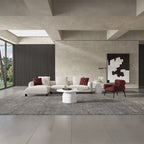 Acme LV04280 2 pc Mardi beige boucle fabric 120" modern low rise sectional sofa with chaise and pillows