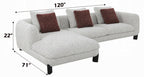 Acme LV04280 2 pc Mardi beige boucle fabric 120" modern low rise sectional sofa with chaise and pillows