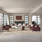 Acme LV04280 2 pc Mardi beige boucle fabric 120" modern low rise sectional sofa with chaise and pillows