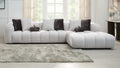 Acme LV04320 2 pc Manilla ivory white linen fabric 145" sectional sofa with chaise and pillows
