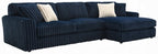 Acme LV04400 2 pc Breton blue corduroy fabric sectional sofa with chaise