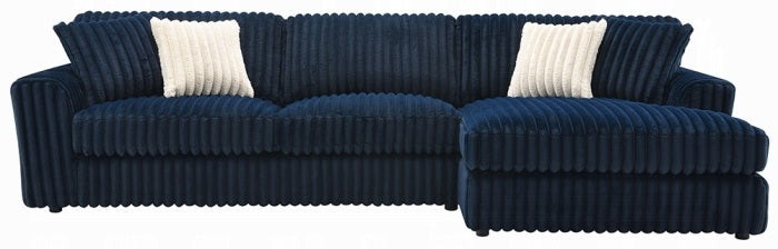 Acme LV04400 2 pc Breton blue corduroy fabric sectional sofa with chaise