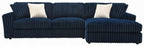 Acme LV04400 2 pc Breton blue corduroy fabric sectional sofa with chaise