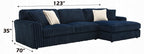 Acme LV04400 2 pc Breton blue corduroy fabric sectional sofa with chaise