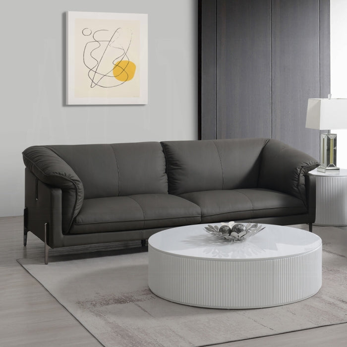 Acme LV04510-11 2 pc Tadi black top grain leather sofa and love seat set with feather down cushions