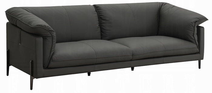 Acme LV04510-11 2 pc Tadi black top grain leather sofa and love seat set with feather down cushions