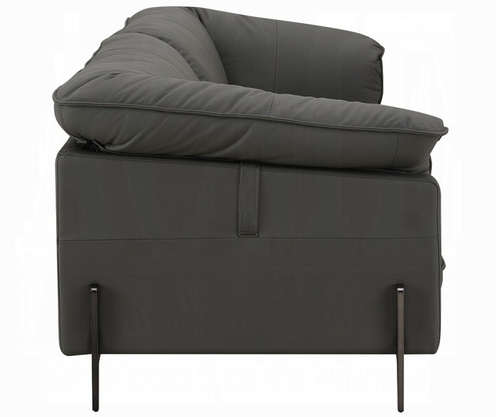 Acme LV04510-11 2 pc Tadi black top grain leather sofa and love seat set with feather down cushions