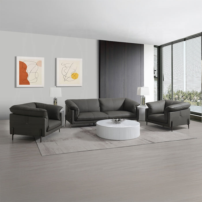 Acme LV04510-11 2 pc Tadi black top grain leather sofa and love seat set with feather down cushions