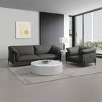 Acme LV04510-11 2 pc Tadi black top grain leather sofa and love seat set with feather down cushions
