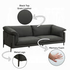 Acme LV04510-11 2 pc Tadi black top grain leather sofa and love seat set with feather down cushions