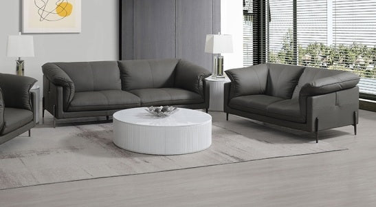 Acme LV04510-11 2 pc Tadi black top grain leather sofa and love seat set with feather down cushions