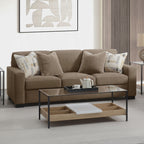 Acme LV04530-31 2 pc Darya brown suede fabric modern design sofa and love seat set square arms