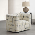 Acme LV04532 Darya beige gepmetric patterned fabric modern design swivel accent chair