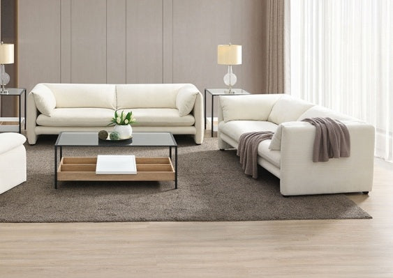 Acme LV04550-51 2 pc Jaeda beige linen fabric modern design sofa and love seat set