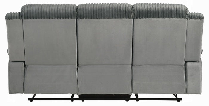 Acme LV04620-21 2 pc Lesley grey corduroy and velvet sofa and love seat set recliner ends