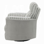 Acme LV04640 Emee grey wide fluffy corduroy fabric recliner glider swivel chair with overstuffed arms