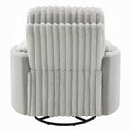 Acme LV04640 Emee grey wide fluffy corduroy fabric recliner glider swivel chair with overstuffed arms