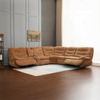 Acme LV04650 6 PC Emmy orange chenille fabric power motion sectional sofa with large seats cup console USB