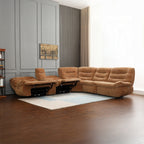 Acme LV04650 6 PC Emmy orange chenille fabric power motion sectional sofa with large seats cup console USB