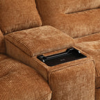 Acme LV04650 6 PC Emmy orange chenille fabric power motion sectional sofa with large seats cup console USB