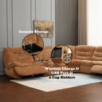 Acme LV04650 6 PC Emmy orange chenille fabric power motion sectional sofa with large seats cup console USB