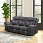 Acme LV04670-71 2 pc Zubaida dark grey polished microfiber sofa and love seat set power motion recliner ends drop down table