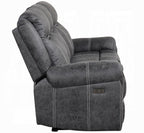Acme LV04670-71 2 pc Zubaida dark grey polished microfiber sofa and love seat set power motion recliner ends drop down table