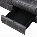 Acme LV04670-71 2 pc Zubaida dark grey polished microfiber sofa and love seat set power motion recliner ends drop down table