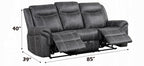 Acme LV04670-71 2 pc Zubaida dark grey polished microfiber sofa and love seat set power motion recliner ends drop down table