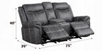 Acme LV04670-71 2 pc Zubaida dark grey polished microfiber sofa and love seat set power motion recliner ends drop down table