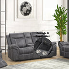 Acme LV04670-71 2 pc Zubaida dark grey polished microfiber sofa and love seat set power motion recliner ends drop down table