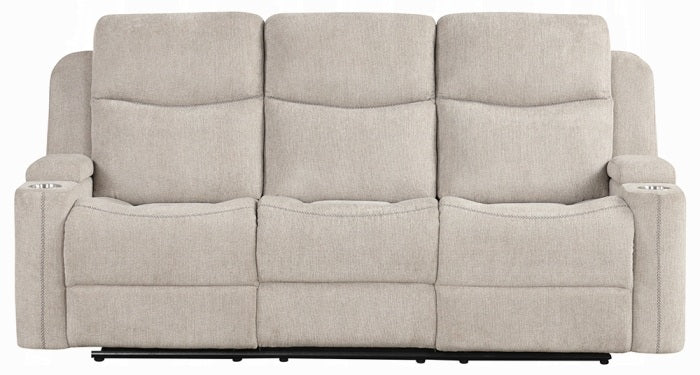 Acme LV04680-81 pc Galya light grey chenille sofa and love seat set motion recliner ends storage arms and cup console