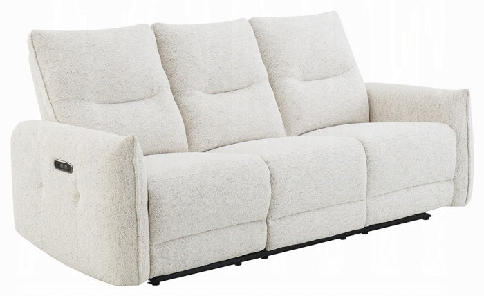 Acme LV04780-81 2 pc Lalisa cream chenille power motion recliner ends sofa and love seat set with USB plugs