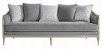 Acme LV04820-21 2 pc Fernando grey chenille fabric champagne finish wood sofa and love seat set