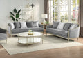 Acme LV04820-21 2 pc Fernando grey chenille fabric champagne finish wood sofa and love seat set